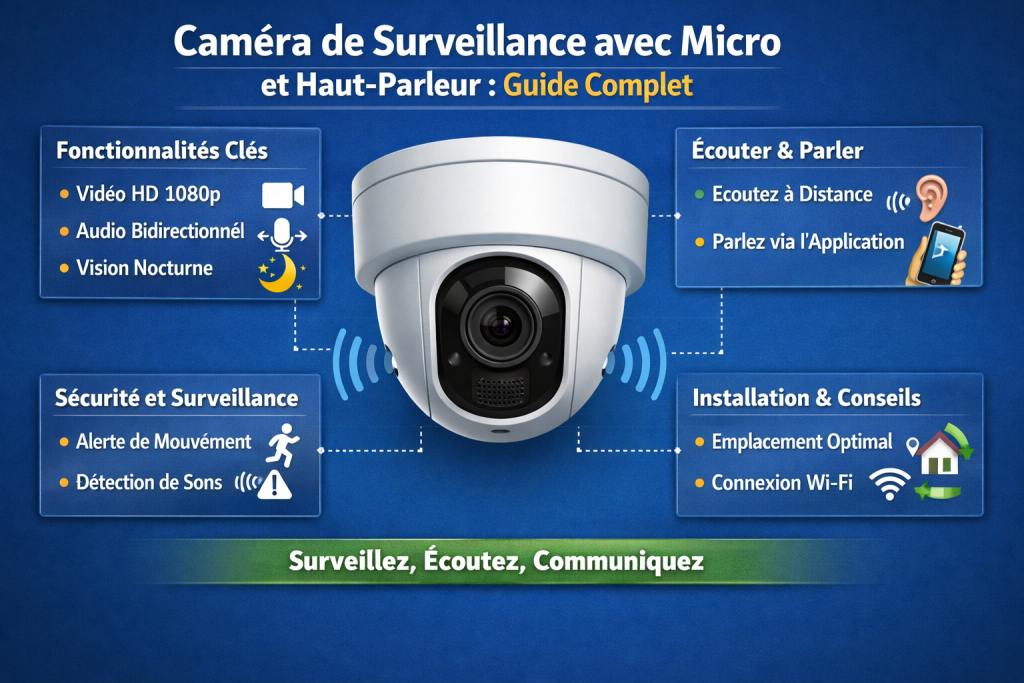 Caméra surveillance avec micro et haut-parleur