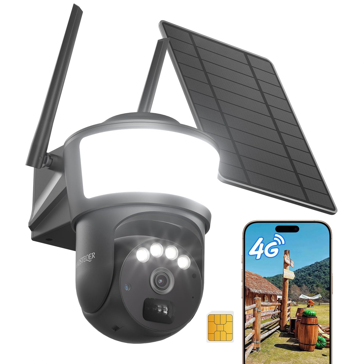 Caméra surveillance extérieur sans fil autonome avec panneau solaire et 4G